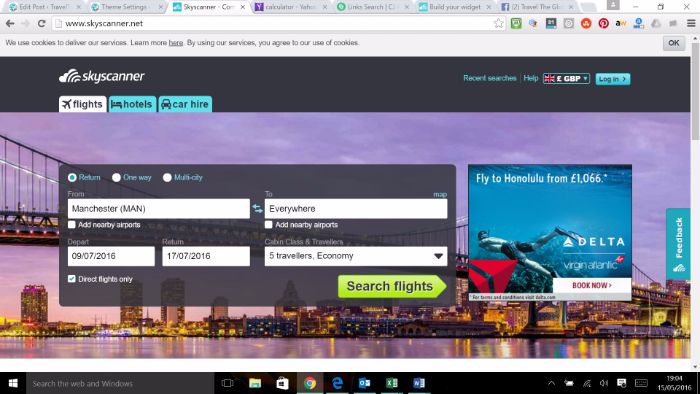 Using Skyscanner to book a cheap family holiday
