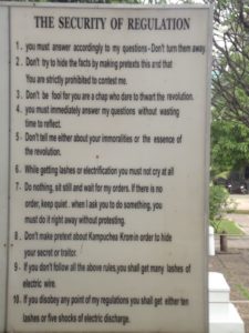 The rules of the S-21 prison in Cambodia