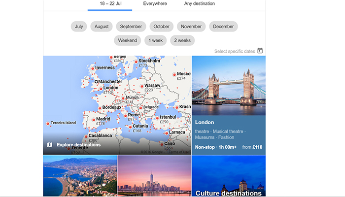Google flights search