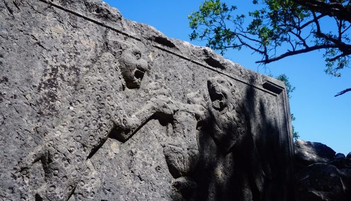 Decorations of lions fighting on the tombs of Termesso