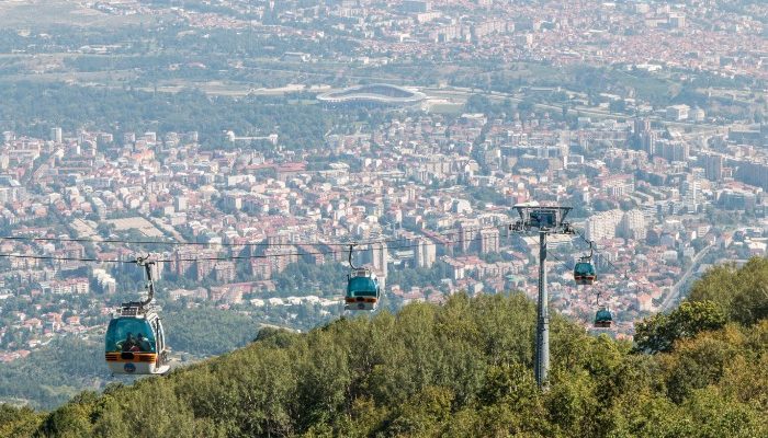 Cable cars on Mount Vodno, Skopje, Macedonia