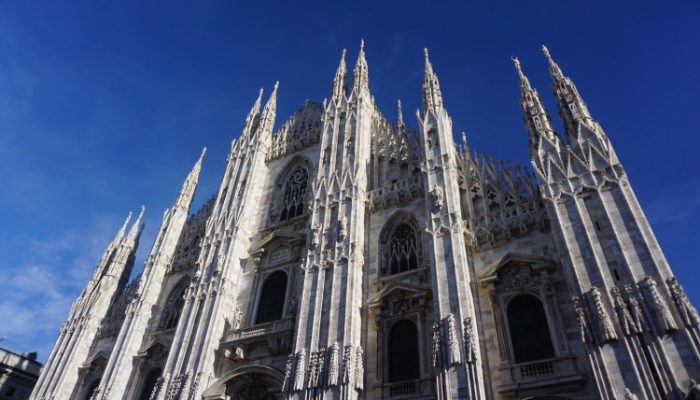 Views of Milan cathedral from below