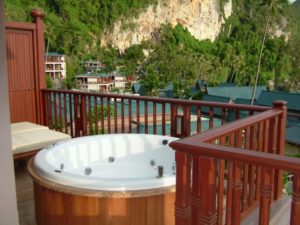 view of the hot tub on the balcony at the Centara, Krabi