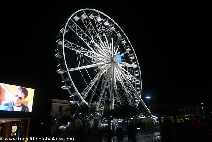 a ferris wheel at night