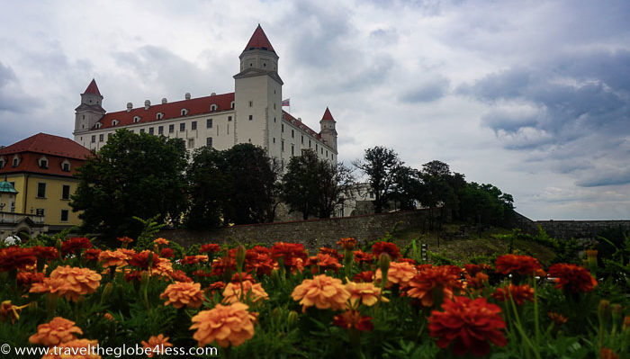 Bratislava castle and flowerbeds
