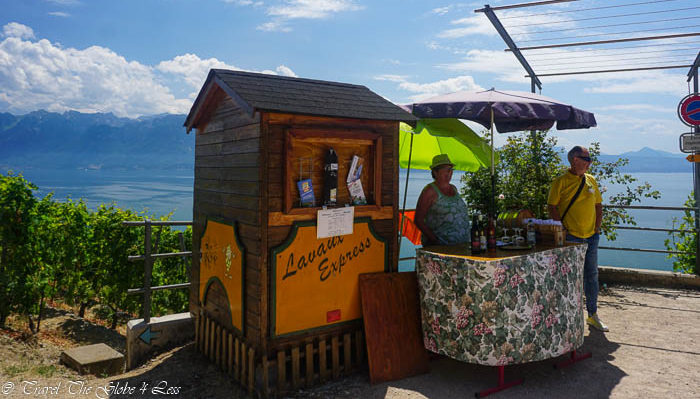 Wine bar overlooking Lake Geneva 