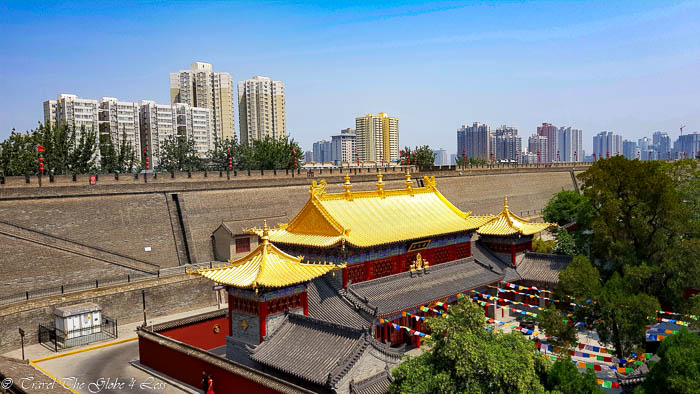 Xian city walls and Buddhist temple
