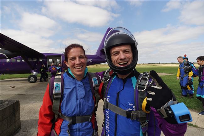 Geared up for skydiving jump