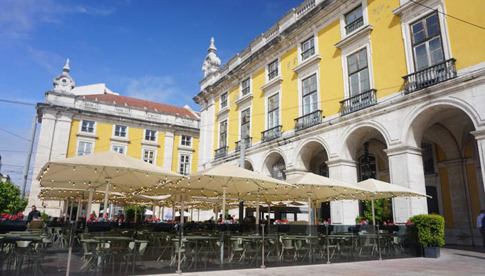 Cafes in a lisbon square