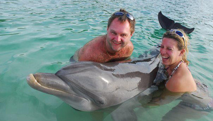 With the dolphins in Roatan