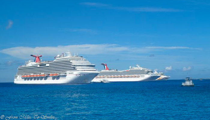 Carnival cruise liners in the Caribbean