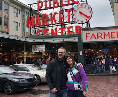 In front of Pike place market, Seattle