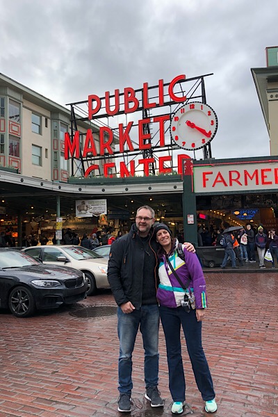 In front of Pike place market, Seattle