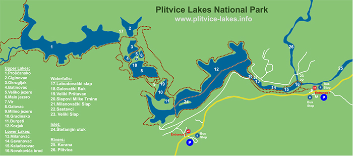 Plitvice Lakes National Park map