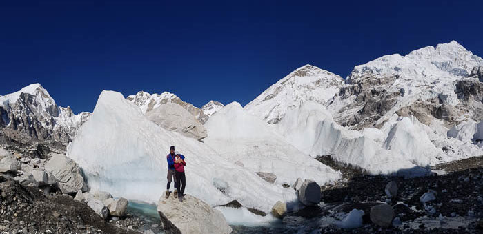 Khumbu icefall in the background