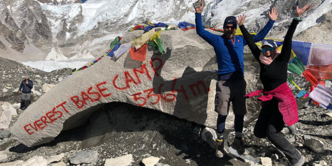 posing at Everest Base Camp