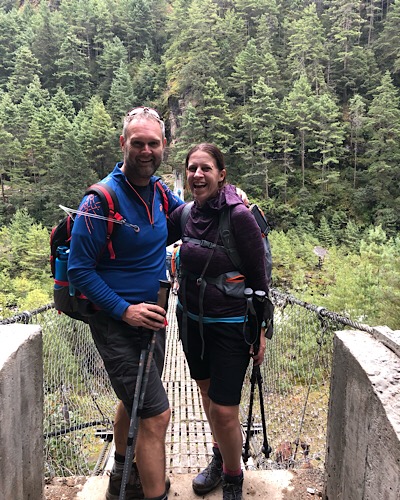 Crossing one of the suspensIon bridges in the valley