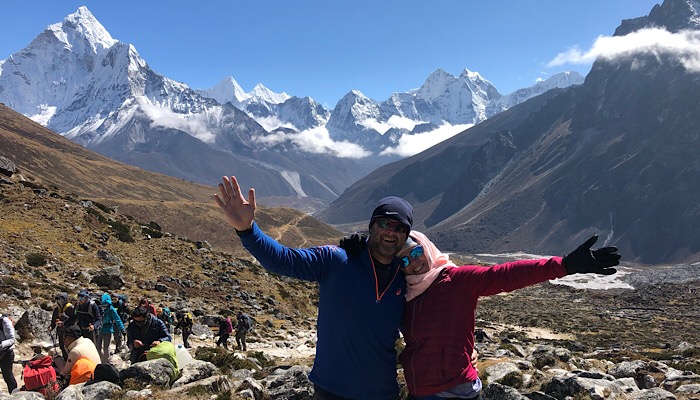 Trekking back from Everest base camp