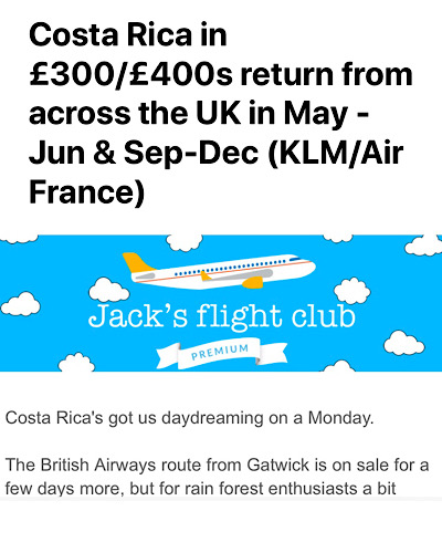 Jack’s Flight Club sample email