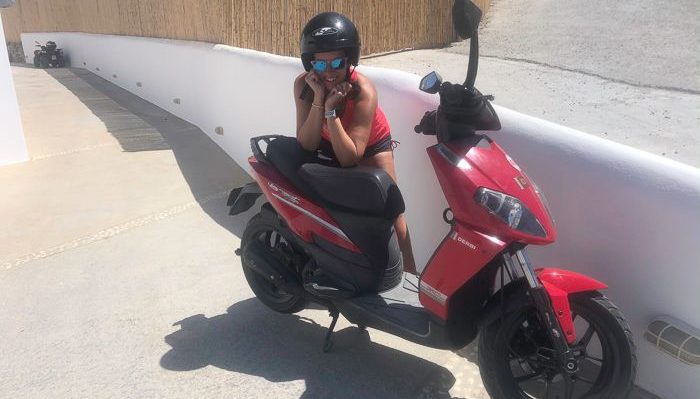 our moped in Mykonos