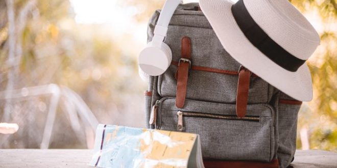 Backpack and map