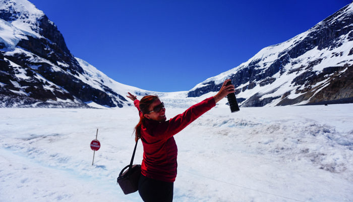 Enjoying the scenery of the Columbia Icefields
