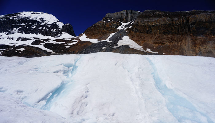 Glacial meltwater on the Athabasca Glacier of the Columbia Icefields