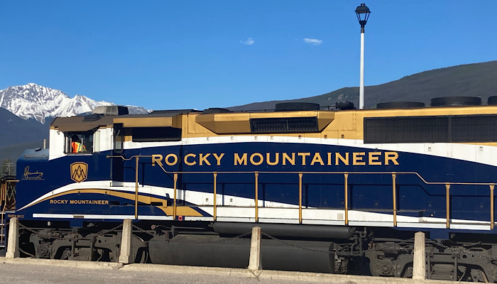The Rocky Mountaineer train in Jasper