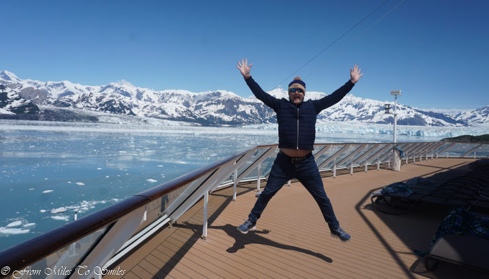 Jason jumping for joy at the Hubbard Glacier 
