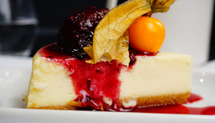 Lush cheesecake on the Rocky Mountaineer