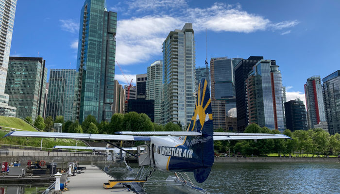 Harbour Air plane on the dock in Vancouver Harbour