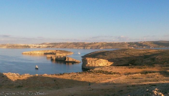 View from Comino over the blue lagoon to Gozo