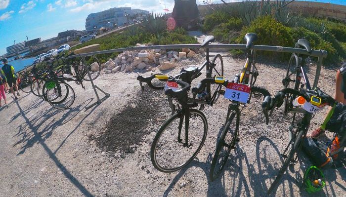 Bikes lined up for the last leg of the Rat Race Maltese Falcon