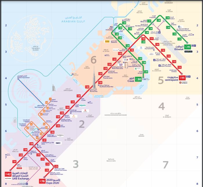 Map of the Dubai metro