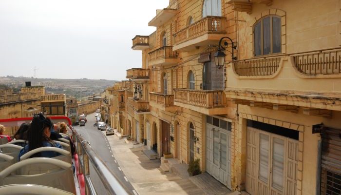 Views of Malta from the top of the hop on hop off bus