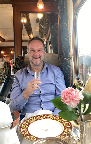 Enjoying our champagne reception onboard the Northern Belle
