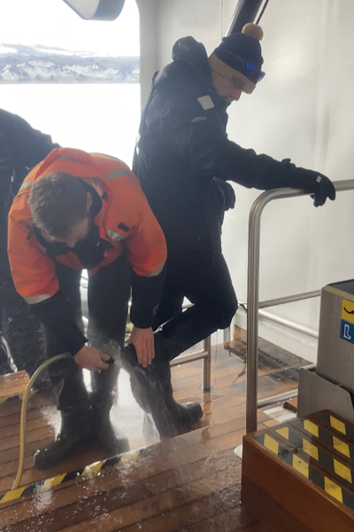 Decontamination onboard the Scenic Eclipse in Antarctica