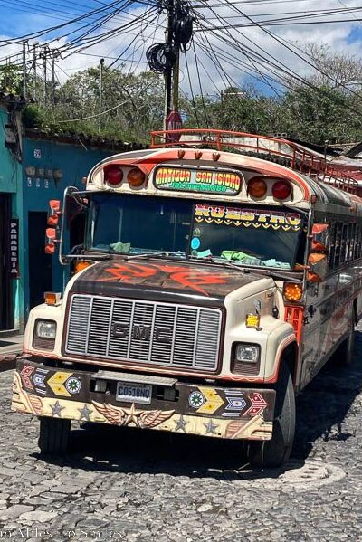 The colourful chicken buses of Antigua, Guatemala