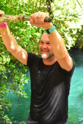 Jason about to take the plunge into the cenote