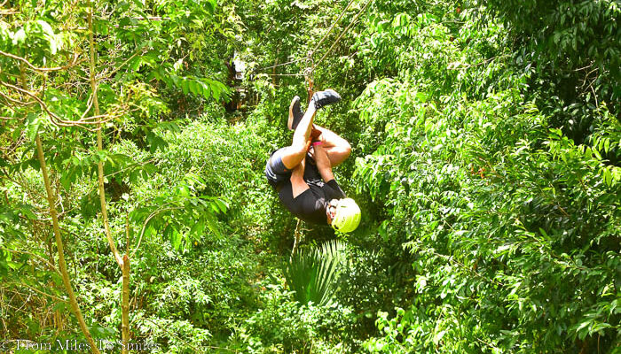 Upside down ziplining on the Yucatan ATV, zipline and cenote combo tour