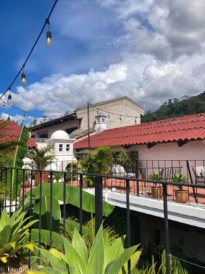 The rooftop terrace at the Cacao Boutique Hotel, Antigua Guatemala