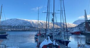 a group of boats in a harbor in Tromso
