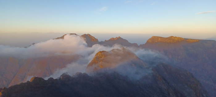 clouds above mountains